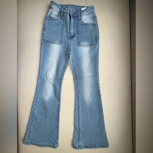 SHEIN Light Blue Distressed Kids Jeans